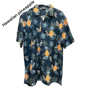 Hawaiian Pineapple Men's Blue Shirt